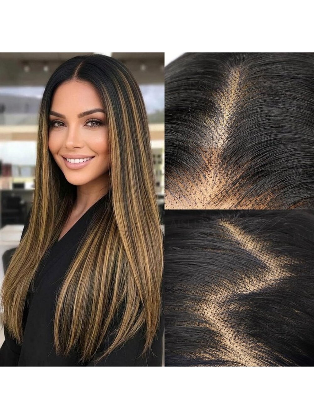 Women's brown Glueless Synthetic Lace Front Pre-Plucked Hairline 28 Inch